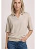 Street One Dropped Shoulder Poloshirt mit Elastikbund in Beige