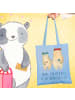 Mr. & Mrs. Panda Shopping Tasche Bären mit Blumenkranz mit Spruch in Sky Blue