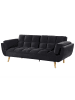 Beliani Schlafsofa ASBY in Schwarz/Heller Holzfarbton - (W) 218 x (H) 82 x (L) 83 cm