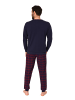 NORMANN langarm Schlafanzug Pyjama Bündchen und karierter Jersey Hose - 83129 in navy