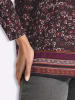 Sieh an! Longshirt in schwarz-burgund-bedruckt