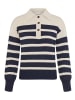 Tamaris Polokragenpullover in beige-marine gestreift