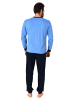 NORMANN Pyjama Schlafanzug Bündchen und Vschnitt - 56309 in hellblau