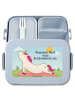 Mr. & Mrs. Panda Brotdose Einhorn Yoga Design mit Spruch in Blau Pastell