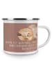 Mr. & Mrs. Panda Camping Emaille Tasse 7. Hochzeitstag Kupferhoc... in Braun Pastell