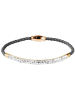 Adeliás Damen Armband – Lederarmband aus Leder mit Strass Steinchen 19 cm in grau