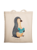 Mr. & Mrs. Panda Jutebeutel Pinguin Buch ohne Spruch in Creme