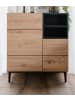 Furn.Design Kommode Eiche Artisan, schwarz 80 x 90 cm, Schrank 2-türig mit 7 Fächern