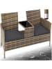tectake Rattan Gartensitzbank Narbonne 131 x 59 x 82 cm, natur/dunkelgrau