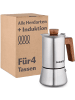 Cosumy Espressokocher aus Edelstahl und nachhaltigem Eichenholz - 4 Tassen