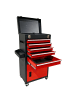 relaxdays Werkstattwagen in Schwarz/Rot - (B)59,5 x (H)104 x (T)28 cm