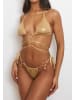 Moda Minx Bikini Top Crete Pendant Hoop Double Waist Strap Triangle in Gold Shimmer