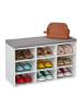 relaxdays Schuhbank in Weiß/ Grau - (B)78,5 x (H)48 x (T)30 cm