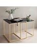 KADIMA DESIGN Satztisch CHUR Schwarz / Beistelltisch MDF / Metall, Couchtisch in Gold