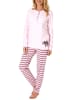 NORMANN Pyjama Kuschelinterlock Hose gestreift Faultier - 48925 in rosa