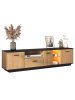 ABRIHOME LED TV-Schrank in Schwarz-Holzoptik mit Schublade, 3 Türen & offenen Fächern