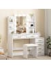 HOMCOM Schminktisch mit Hocker-120L x 40B x 140H cm-Weiß