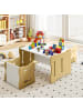 COSTWAY Kindertisch mit 2 Stühlen ab 3 Jahren in Beige