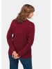 GOLDNER Longstrickjacke Longstrickjacke mit kontrastfarbenen Zierkanten in dunkelrot