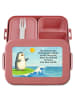 Mr. & Mrs. Panda Lunch Box Pinguin Surfer Design mit Spruch in Rot Pastell