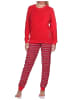 NORMANN Frottee langarm Schlafanzug Bündchen Pyjama - 82621 in rot