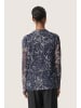 Soaked in Luxury Langarm-Shirt SLAvetta Gerade Passform in Navy Swirl Print