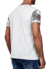 Rusty Neal T-Shirt Verwaschen mit Logo Print und Knopfleiste in Grau