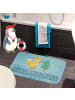 Mr. & Mrs. Panda Badeteppich Fuchs  Weihnachtsbaum mit Spruch in Eisblau