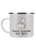 Mr. & Mrs. Panda Teetasse Pinguin Beste Cousine der Welt mit Spruch in Grau Pastell