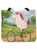 Mr. & Mrs. Panda Strandtasche Einhorn Radfahrer Design ohne Spruch in Weiß