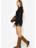 SASSYCLASSY Satinbluse mit Rüschen in Schwarz