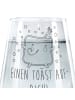 Mr. & Mrs. Panda Glas Toast Party mit Spruch in Transparent