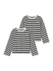 name it 2er-SET Gestreiftes Langarmshirt mit Print Rundhals Longsleeve in Schwarz