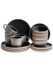 Beliani 16-tlg Tafelservice NUTMEG in Beige/Schwarz