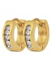 Adeliás Damen Ohrringe – Klappcreole aus Edelstahl mit Strass Steinchen in gold