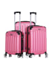 Cheffinger Reisekoffer Koffer 3 tlg Hartschale Trolley Set Kofferset Handgepäck in Rosa