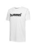 Hummel Logo T-Shirt Sport Kurzarm Rundhals Shirt aus Baumwolle HMLGO in Weiß