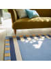 KADIMA DESIGN Wollteppich Geometrisch, Rahmen, Wohnzimmer schmutzabweisend in Blau-Gelb