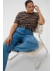 KAFFE curve T-Shirt kurzarm KCjilla Regular fit in Chocolate Brown/Chalk Stripes