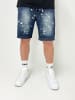 DADA Baggy Jeans Shorts mit Splatter Muster Bermuda in Blau