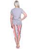 NORMANN Pyjama Schlafanzug T-Shirt Capri Hose und Design - 79887 in grau