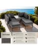 tectake Rattan Sitzgruppe mit Sicherheitsglasplatte, schlanke, hohe Beine