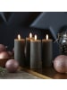 Adilina 4x LED Kerze LINA Echtwachs Rustik-Optik 5x12,5cm in grau