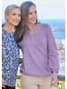 GOLDNER Jerseybluse Elegante Bluse mit Zierblende, Rundhals in flieder