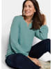 GOLDNER Jerseybluse Elegante Bluse mit Zierblende, Rundhals in graugrün