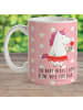 Mr. & Mrs. Panda Tasse Einhorn Dame mit Spruch in Rot Pastell
