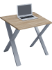 VCM  Schreibtisch Bürotisch Computertisch 80x80 Lona X in Silber / Sonoma-Eiche