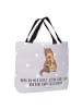 Mr. & Mrs. Panda Strandtasche Otter Blumenstrauß mit Spruch in Grau Pastell