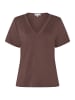 More & More softes Kurzarmshirt, Satinkante in chocolate