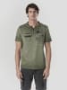 KOROSHI Henley cotton print-emb washed t-shirt in khaki